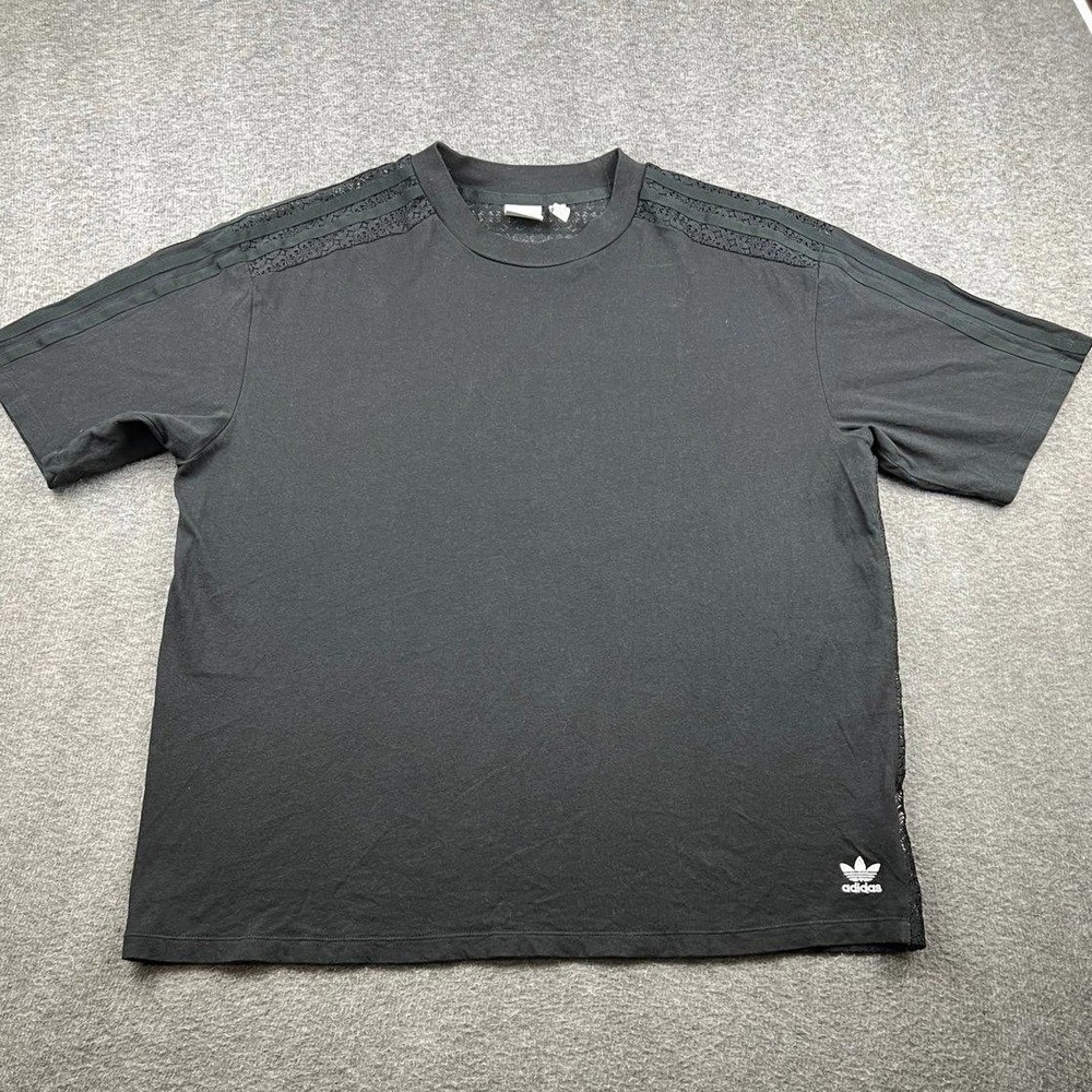 Adidas Originals Black Lace Back Trefoil T-Shirt Men's Medium Sporty Streetwear